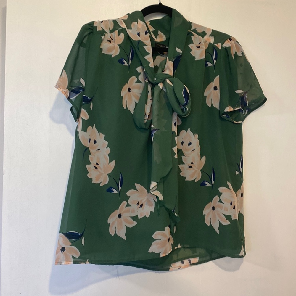 Ann Taylor Green Tie Top